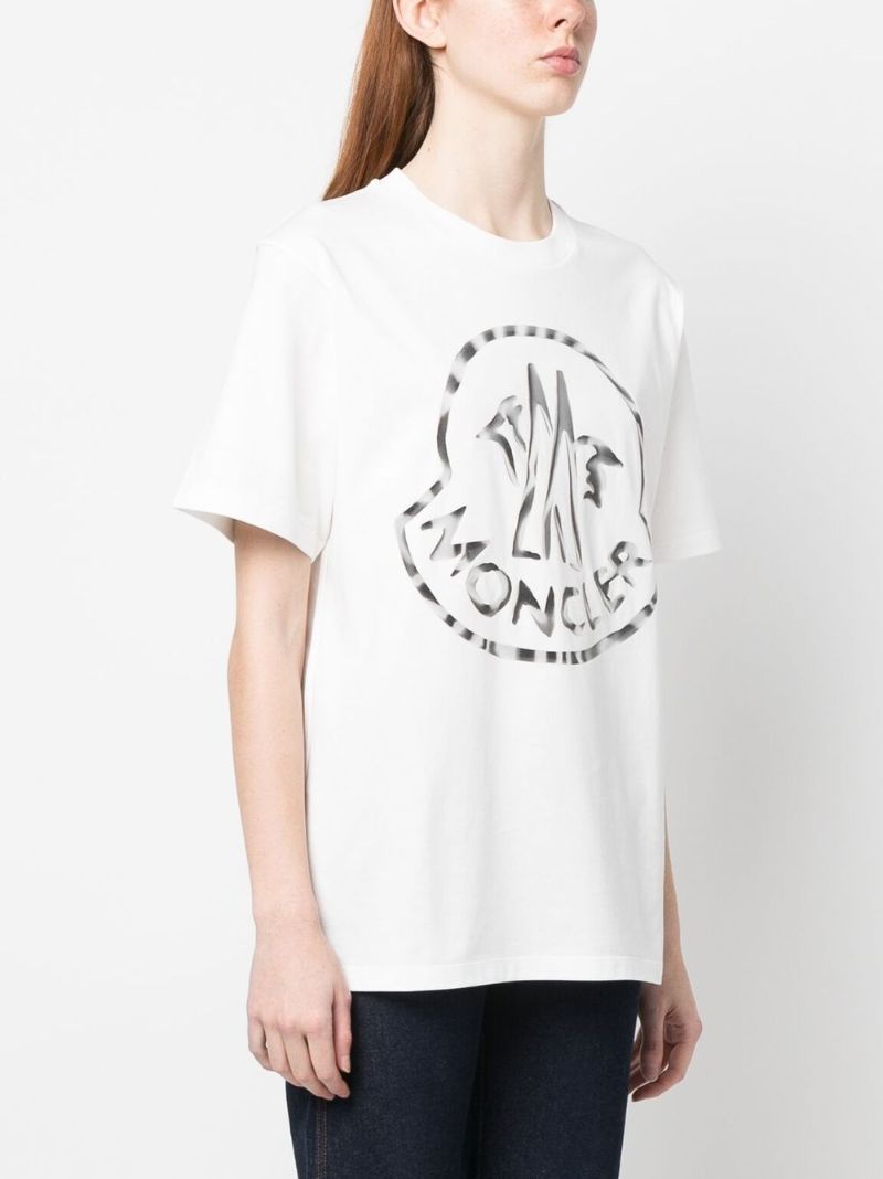 White Logo Print Cotton T-shirt