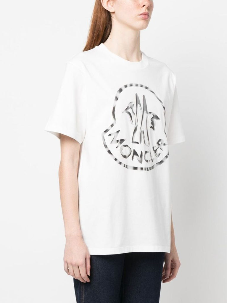 White Logo Print Cotton T-shirt