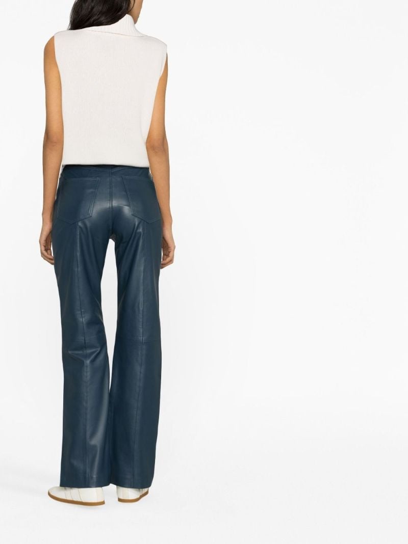 Blue Straight-leg Leather Trousers