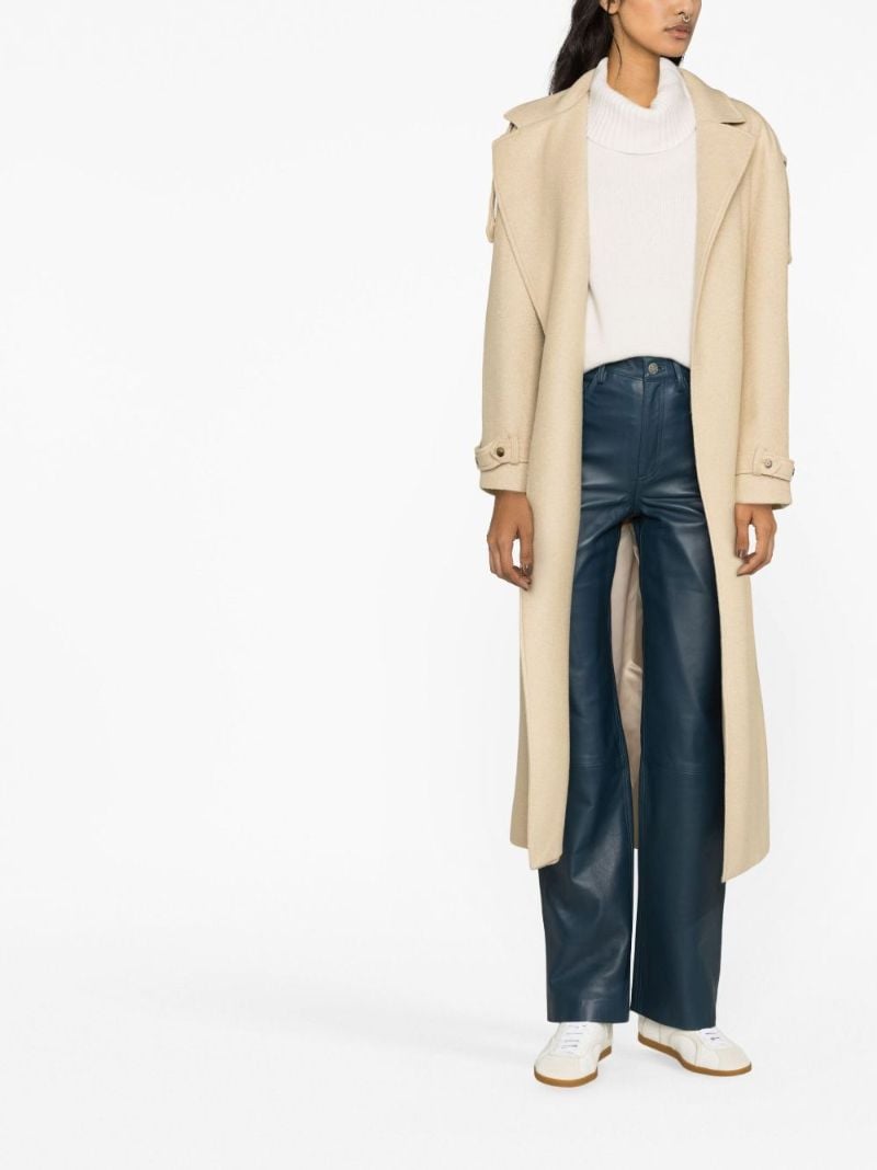 Blue Straight-leg Leather Trousers