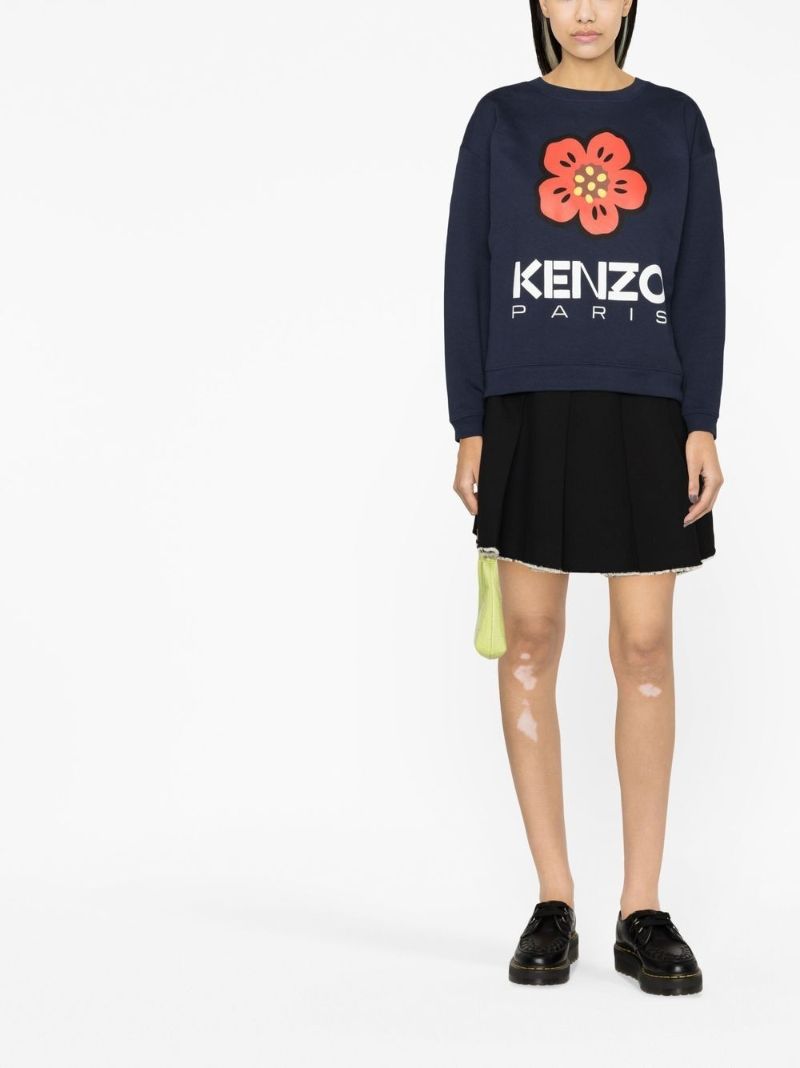 Blue Boke Flower Logo Print Sweatshirt