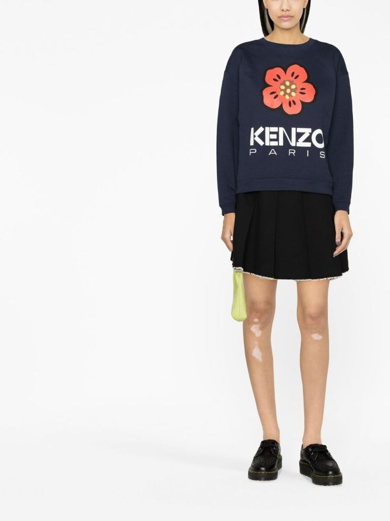 Blue Boke Flower Logo Print Sweatshirt