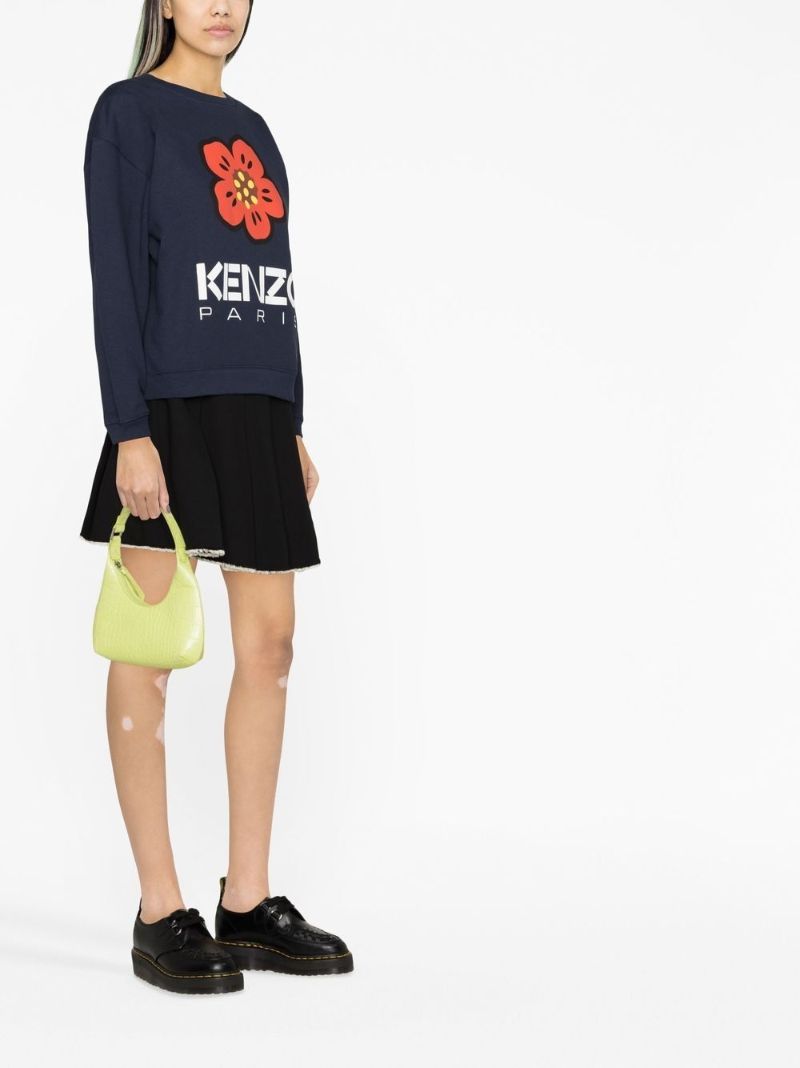 Blue Boke Flower Logo Print Sweatshirt