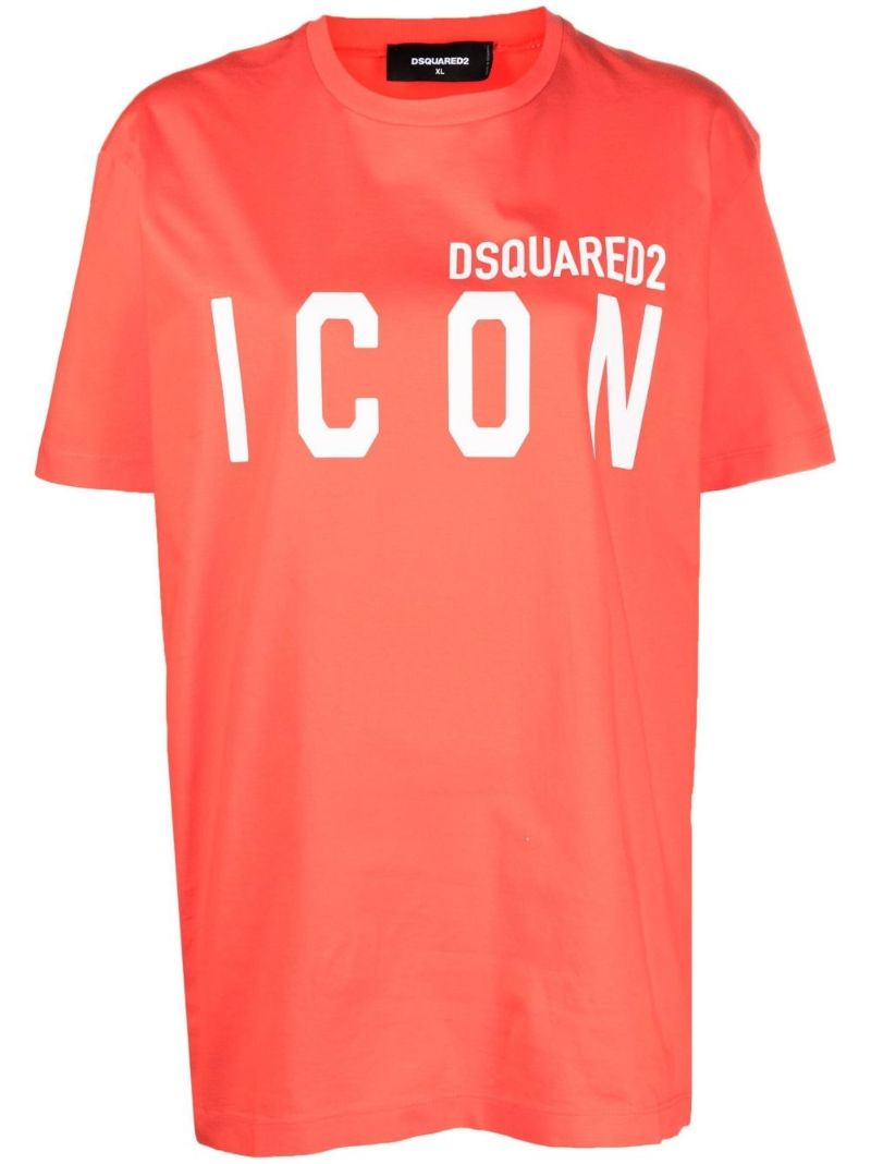 Orange Icon Logo Print Cotton T-shirt