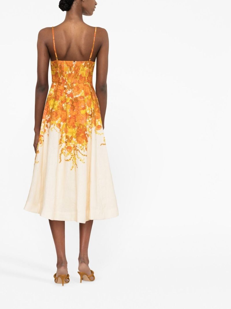Orange High Tide Picnic Midi Dress