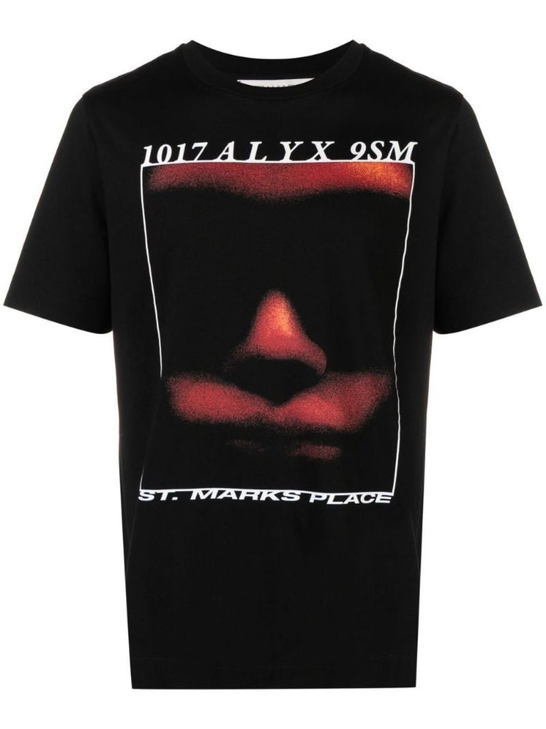 Black Icon Face Print T-shirt