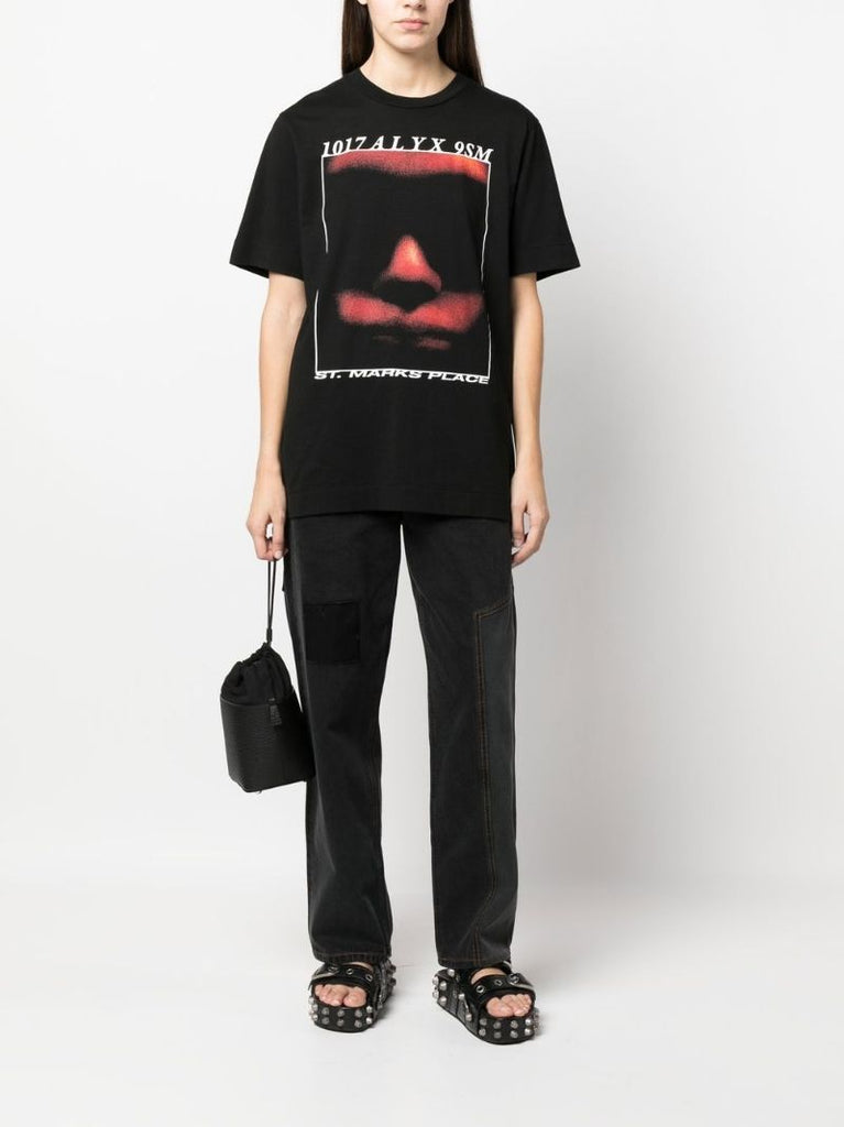 Black Icon Face Print T-shirt
