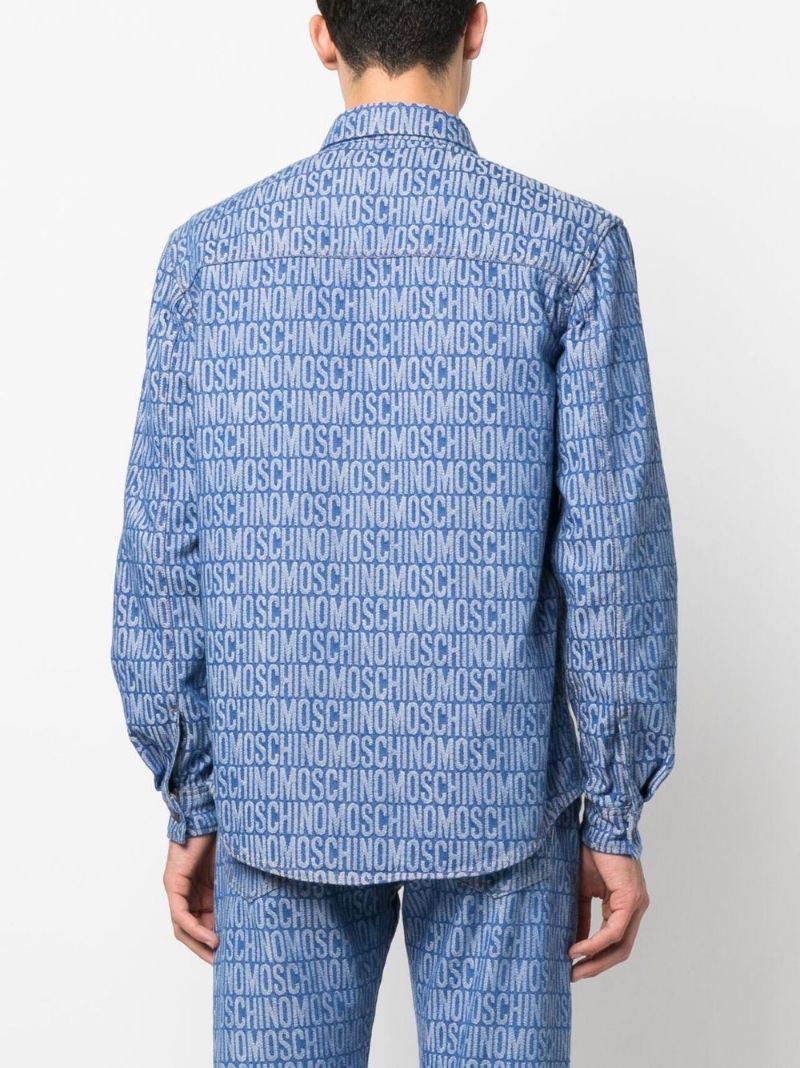 Blue Monogram-jacquard Denim Shirt