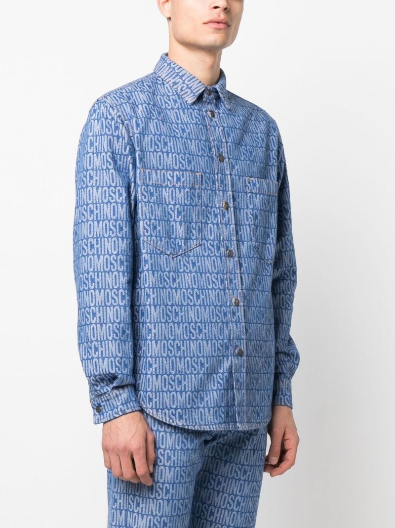 Blue Monogram-jacquard Denim Shirt