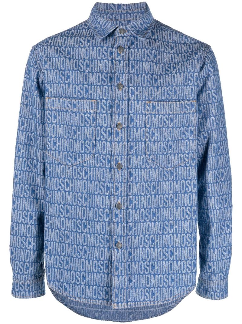Blue Monogram-jacquard Denim Shirt
