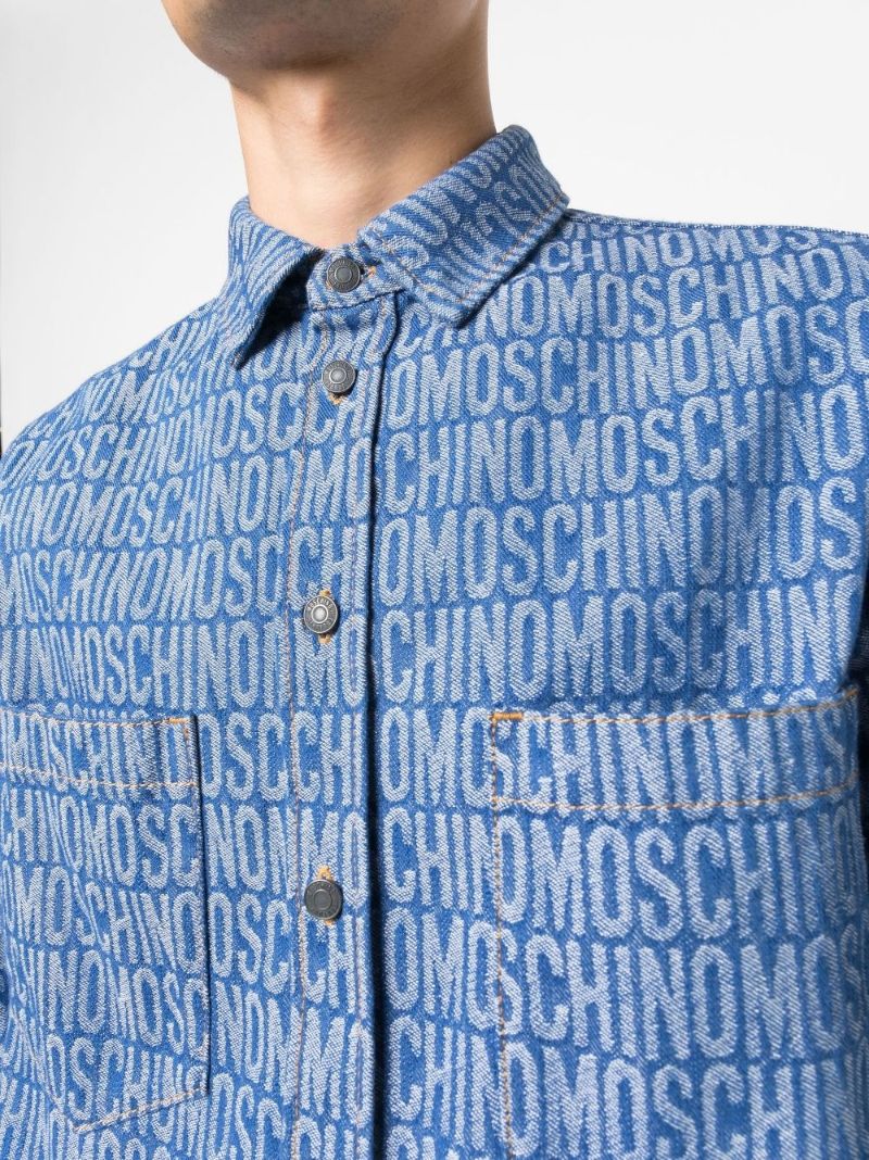 Blue Monogram-jacquard Denim Shirt