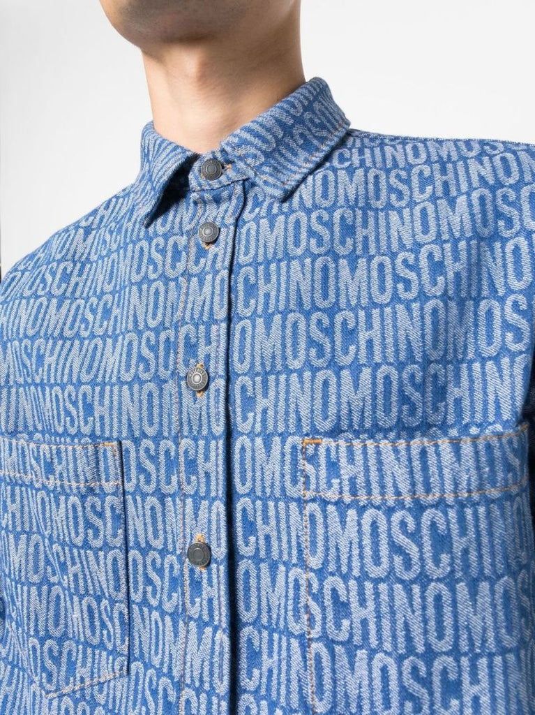 Blue Monogram-jacquard Denim Shirt
