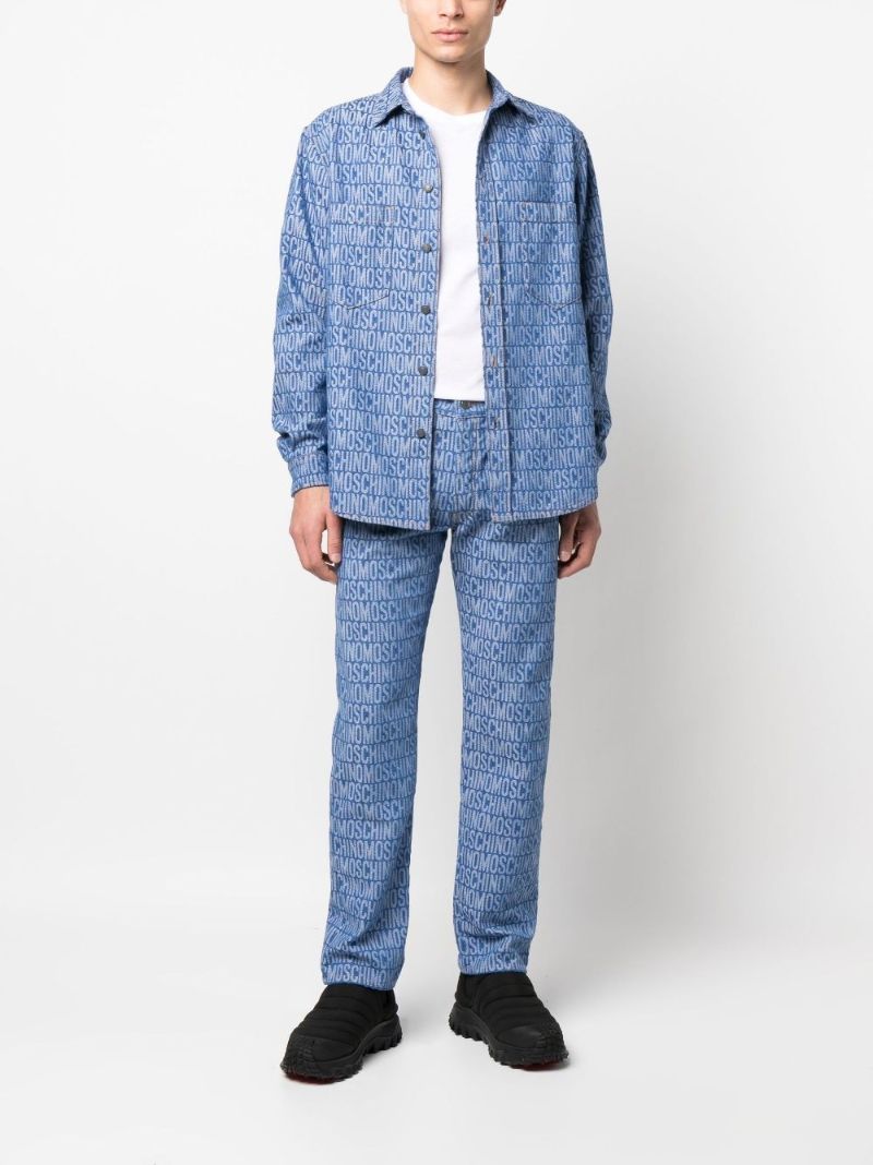 Blue Monogram-jacquard Denim Shirt