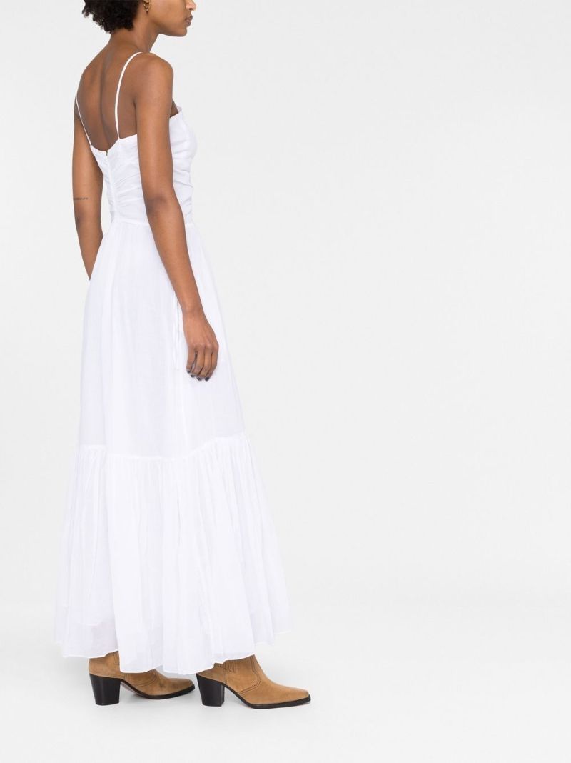 White Gathered Maxi Dress