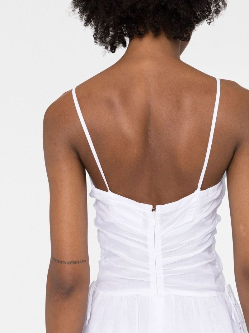 White Gathered Maxi Dress