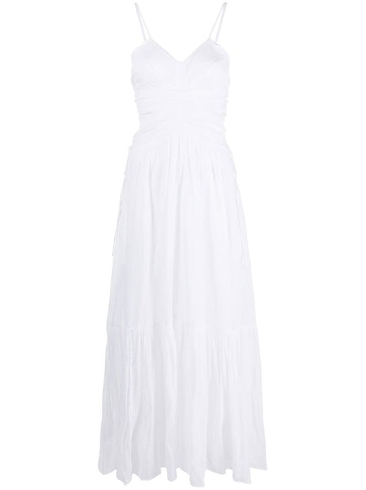 White Gathered Maxi Dress