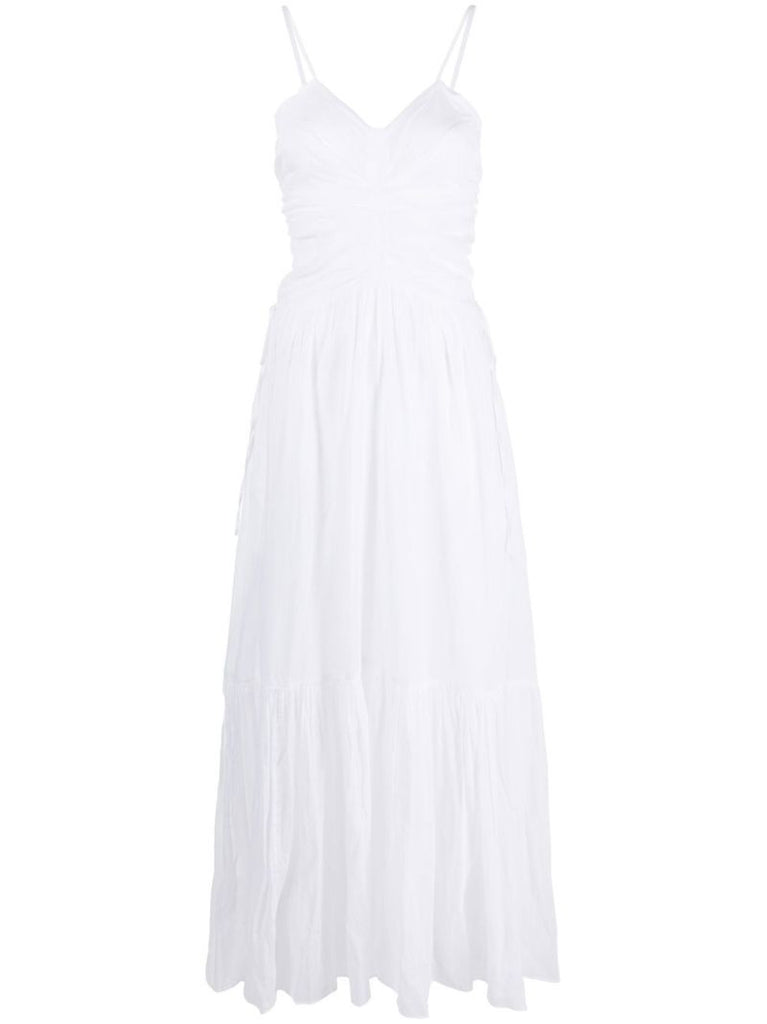 White Gathered Maxi Dress