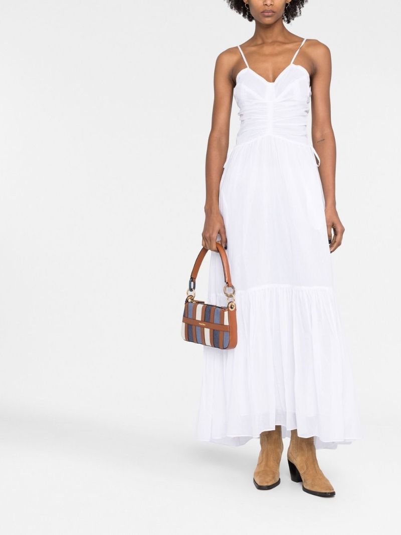 White Gathered Maxi Dress