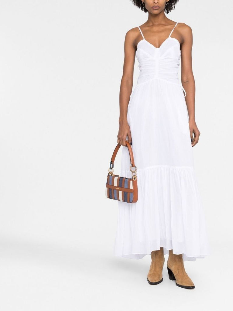 White Gathered Maxi Dress