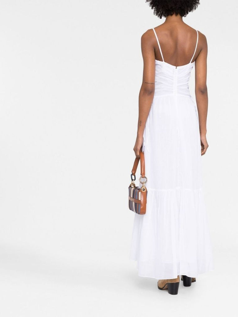 White Gathered Maxi Dress