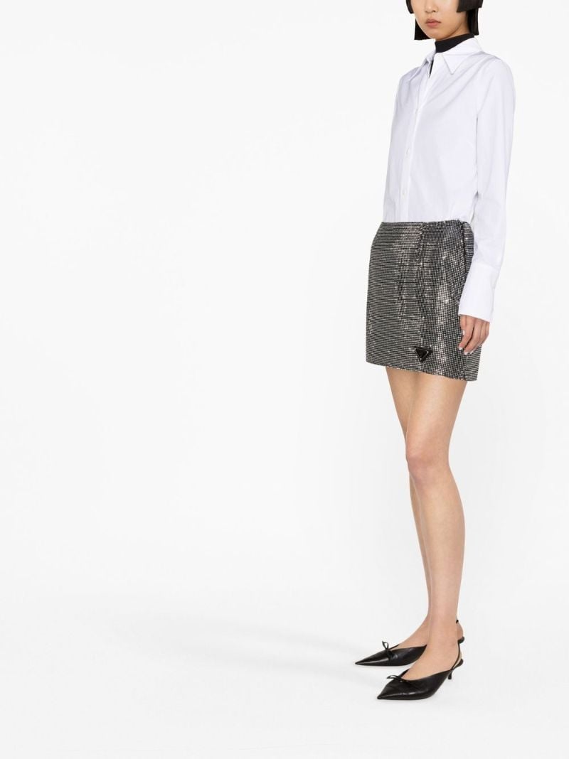 Black Logo-plaque Crystal Mini Skirt