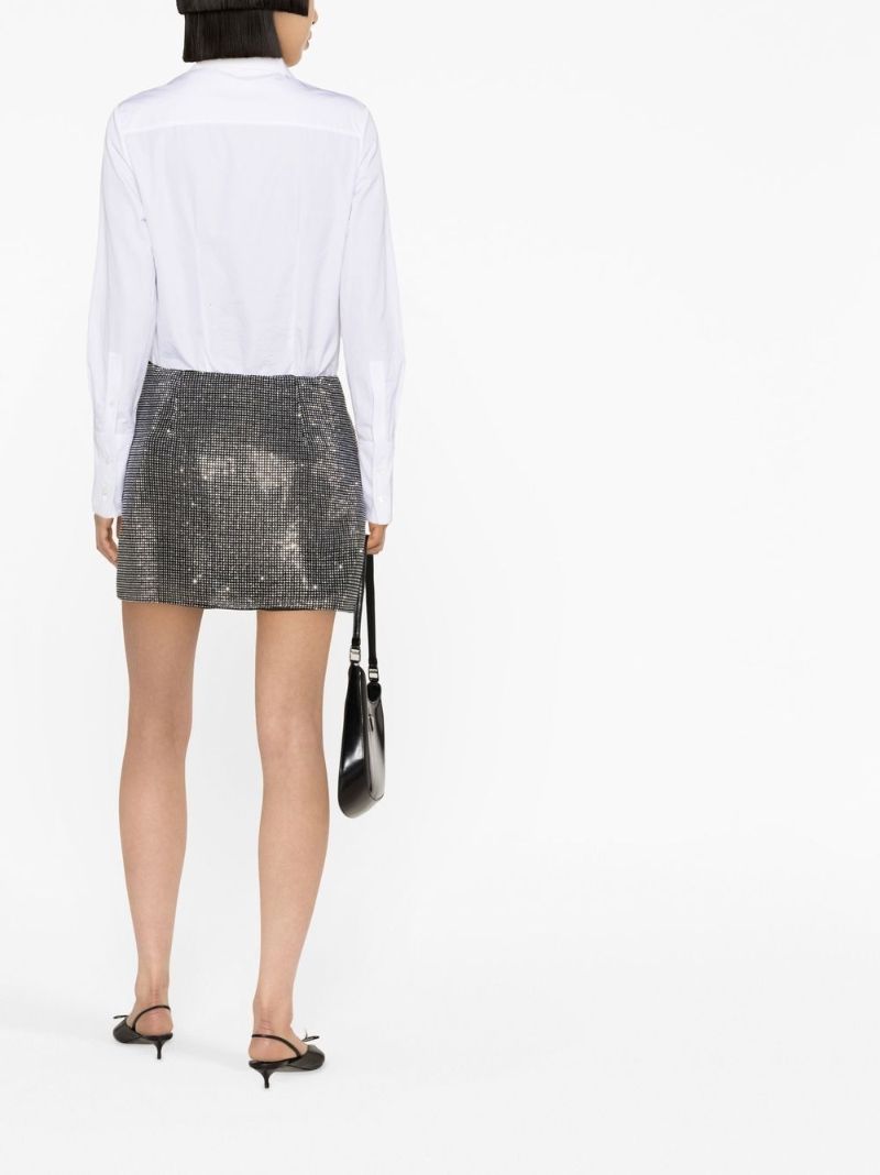 Black Logo-plaque Crystal Mini Skirt