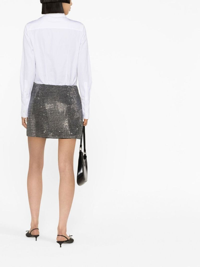 Black Logo-plaque Crystal Mini Skirt