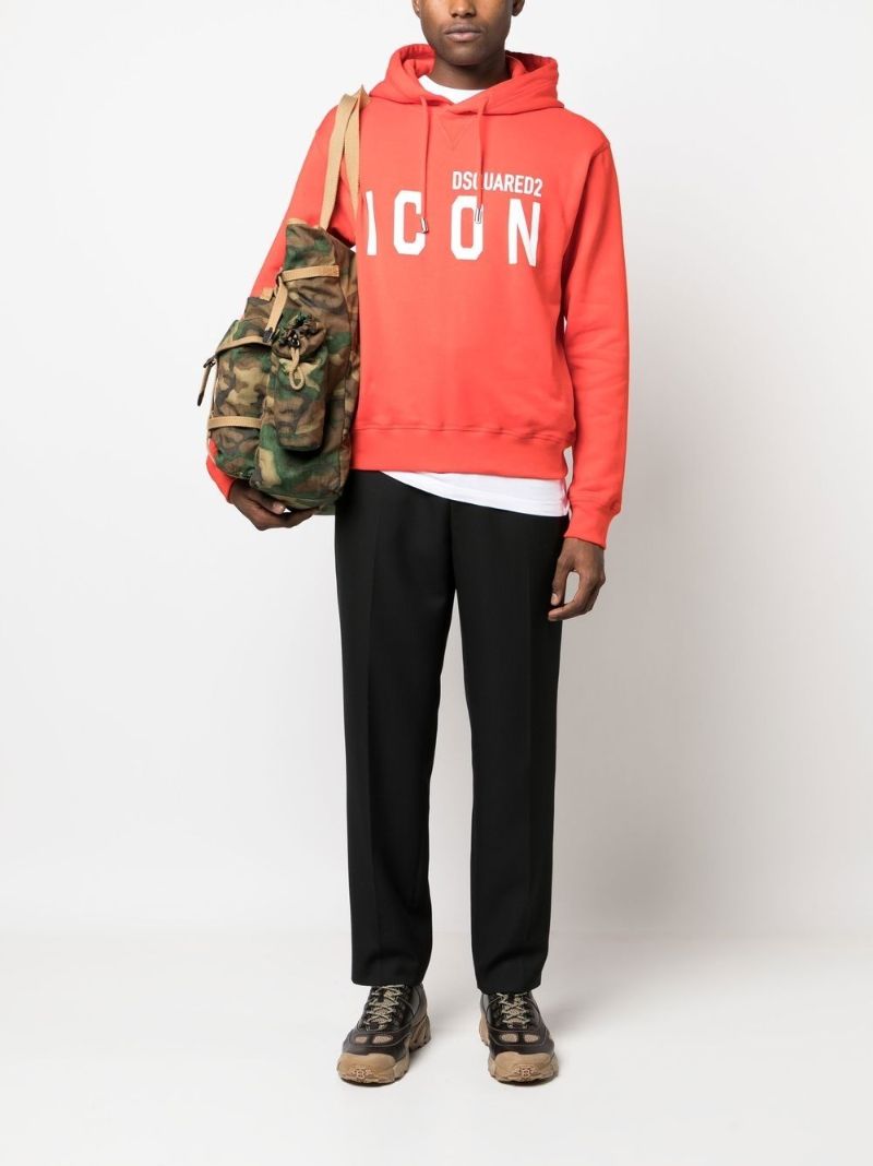 Orange Icon Print Hoodie