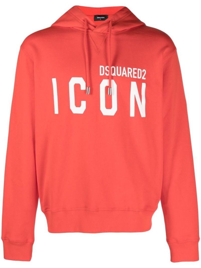 Orange Icon Print Hoodie