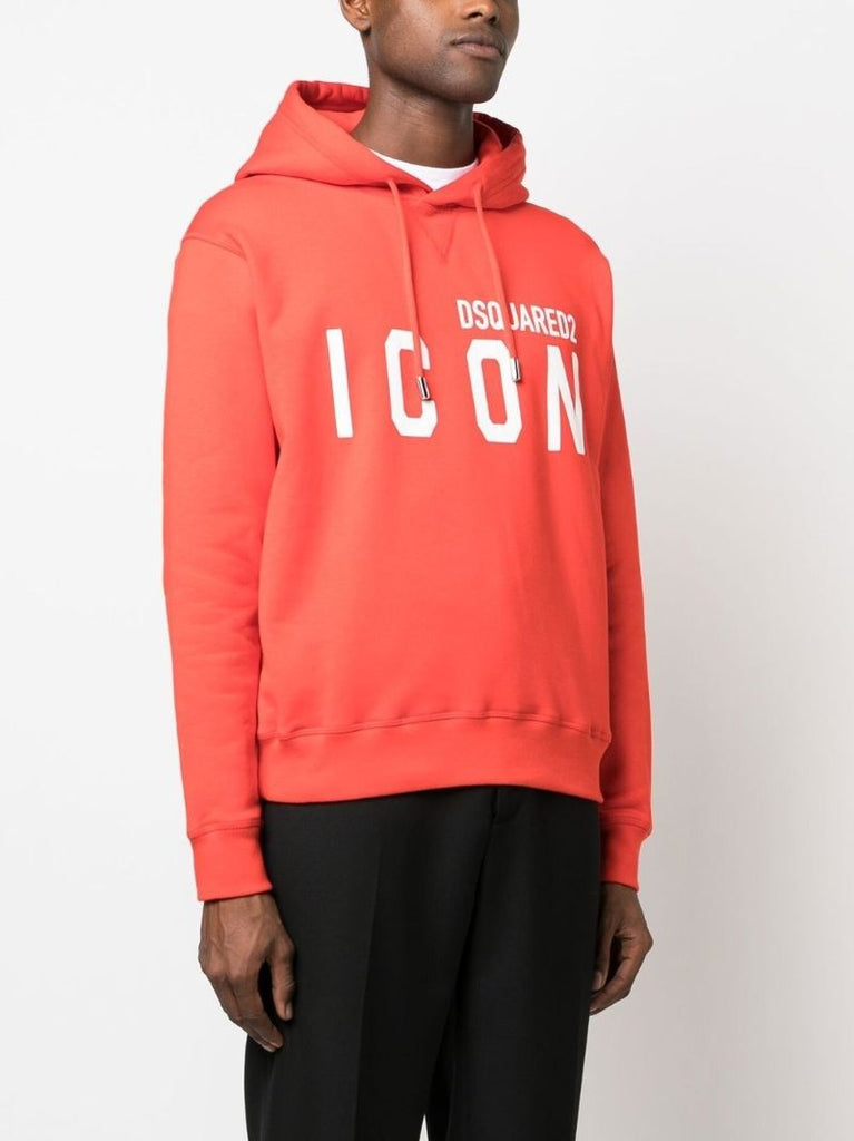 Orange Icon Print Hoodie