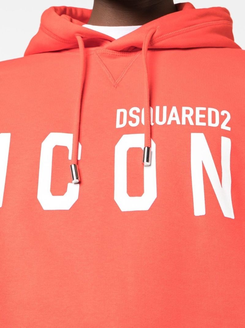 Orange Icon Print Hoodie