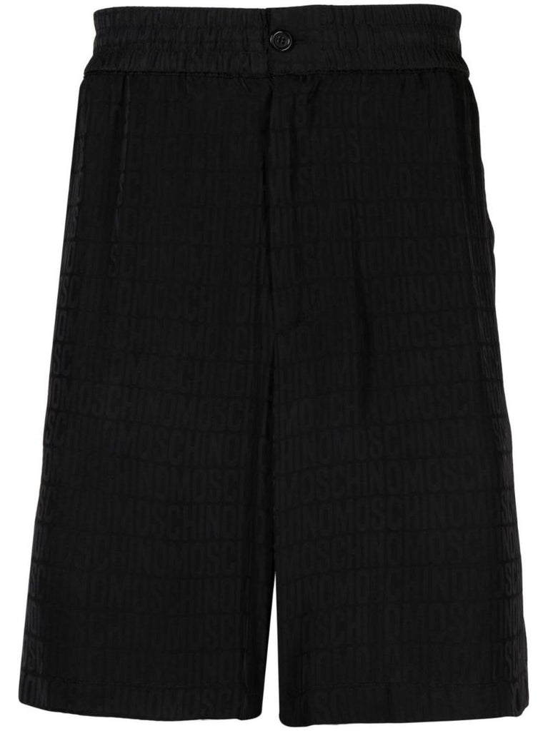 Black All-over Logo Print Shorts