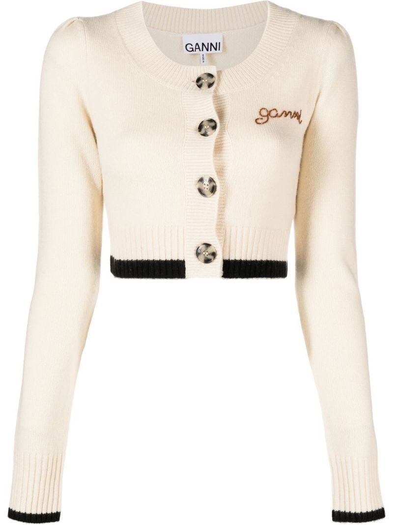 Neutral Logo Wool Cardigan