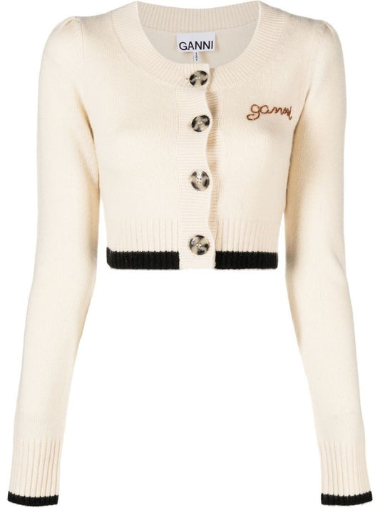 Neutral Logo Wool Cardigan