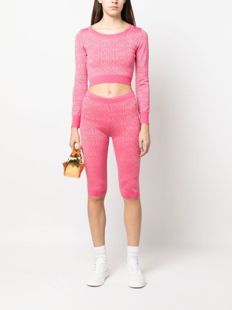Pink Logo-jacquard Cropped Sweater