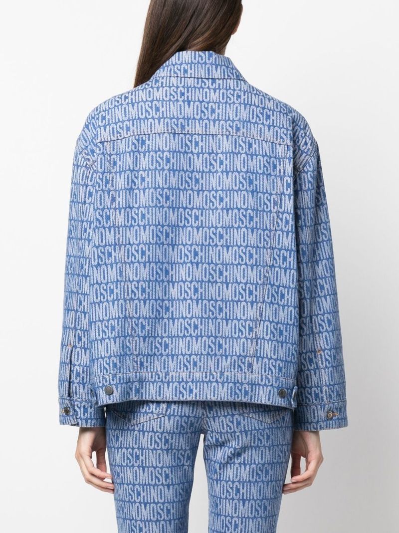 Blue Logo Print Denim Jacket