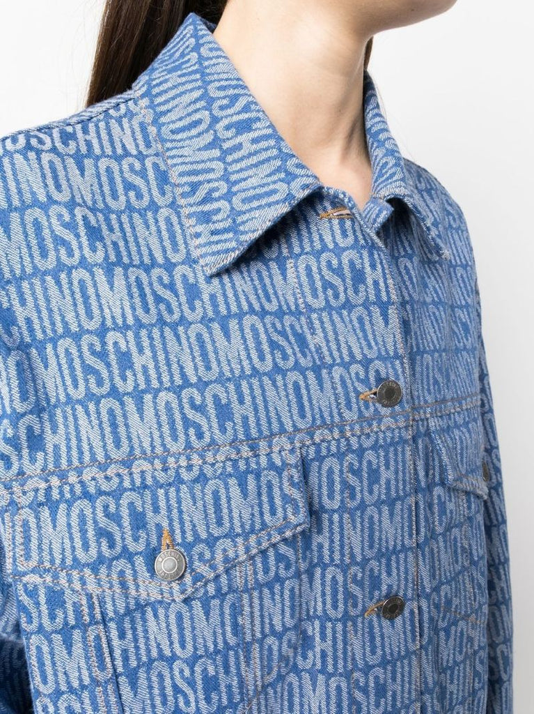 Blue Logo Print Denim Jacket