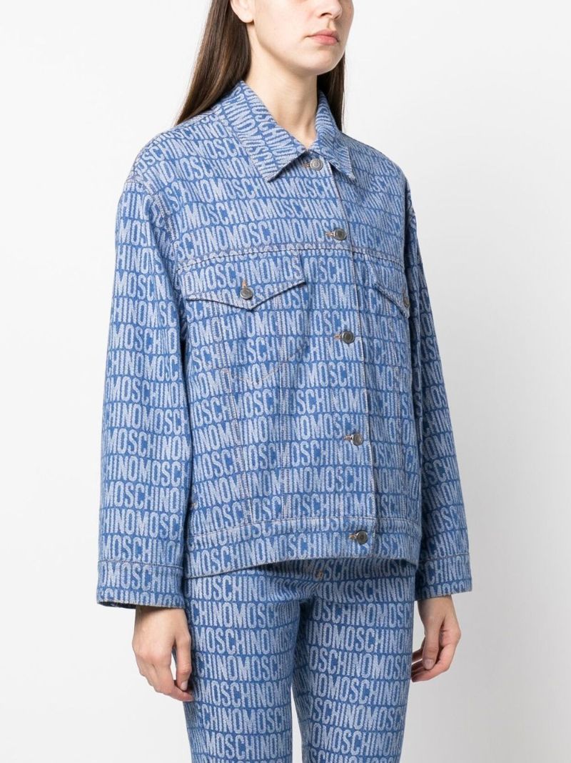 Blue Logo Print Denim Jacket