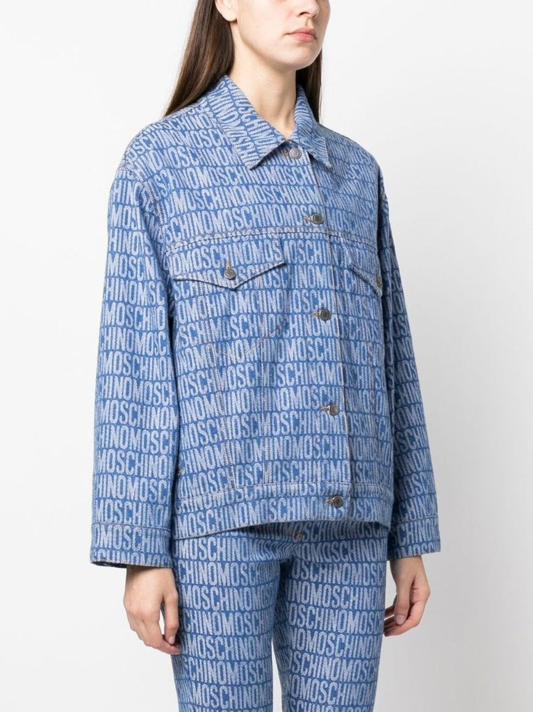Blue Logo Print Denim Jacket
