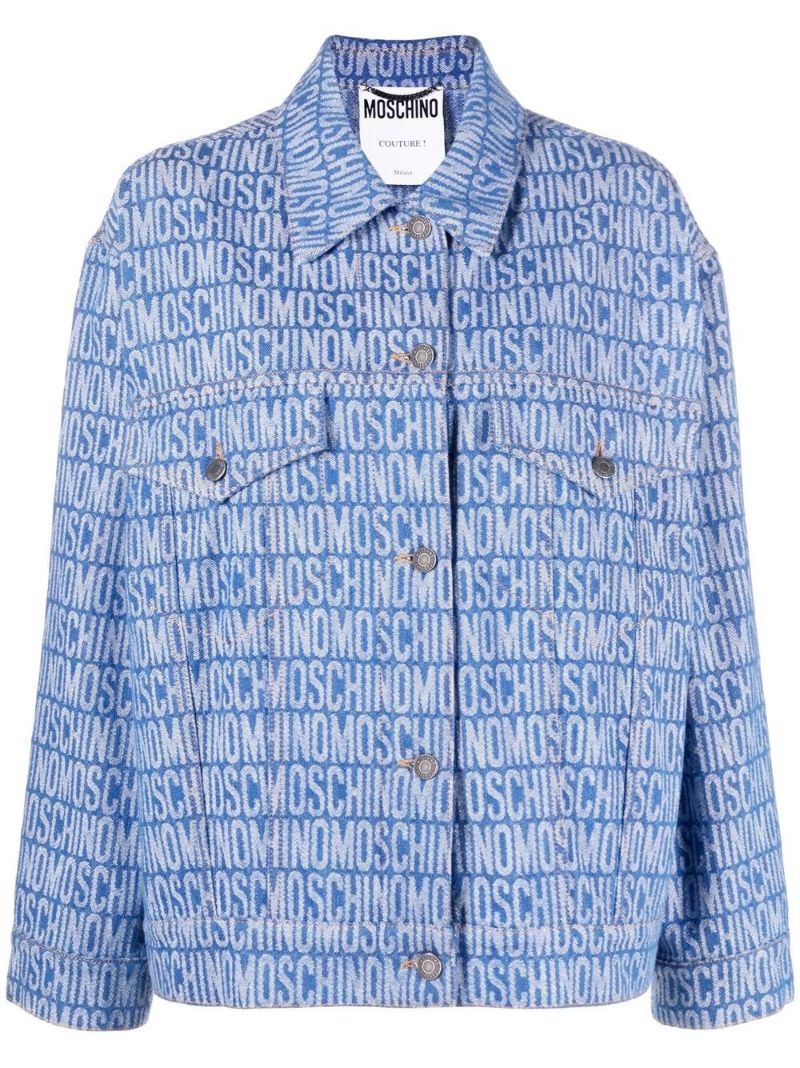 Blue Logo Print Denim Jacket