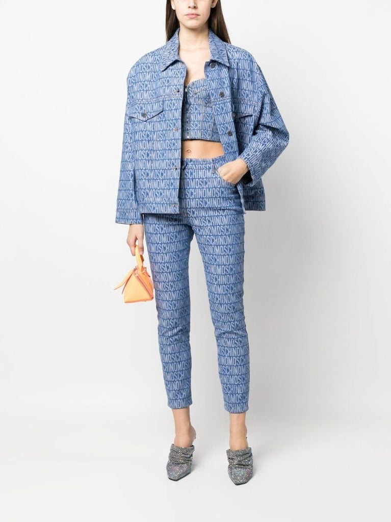 Blue Logo Print Denim Jacket