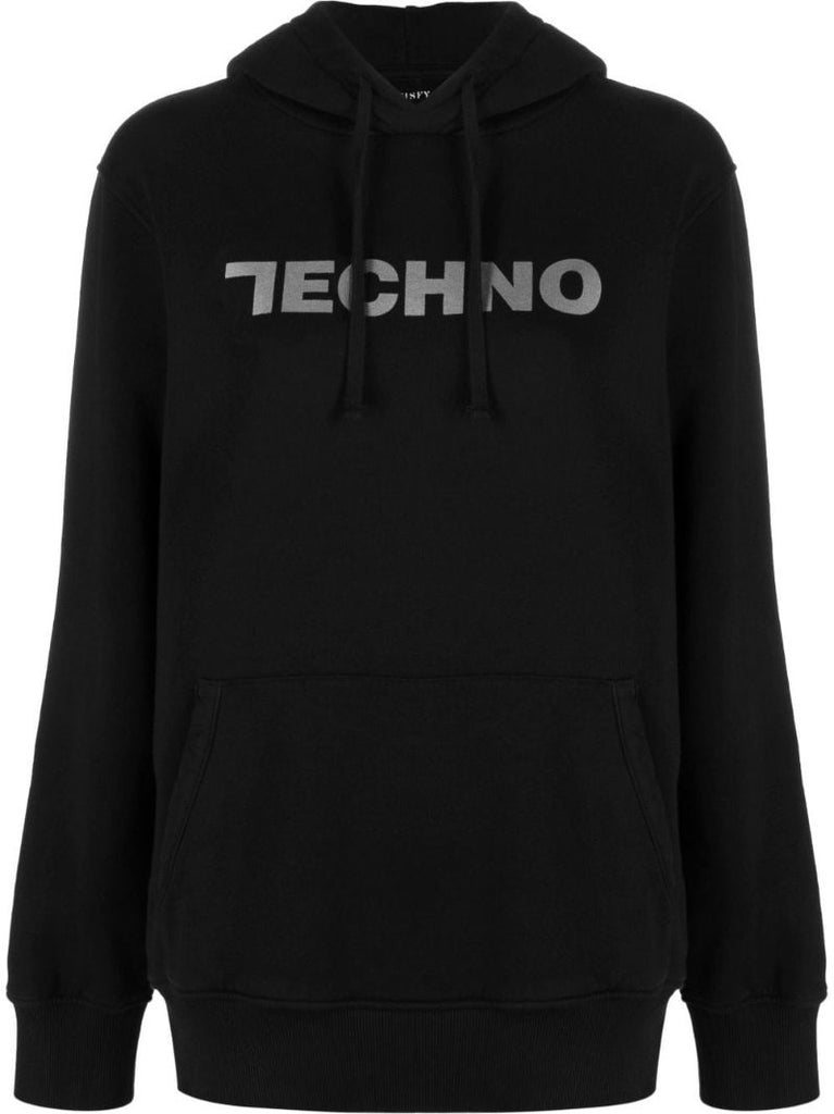 Black Techno Cotton Hoodie
