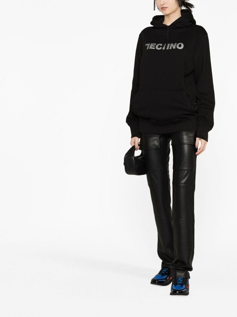 Black Techno Cotton Hoodie