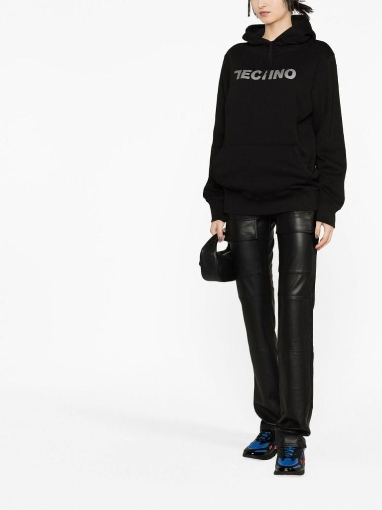 Black Techno Cotton Hoodie
