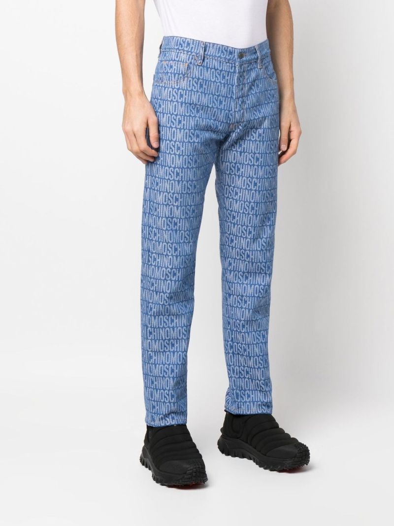 Blue All-over Logo Print Jeans