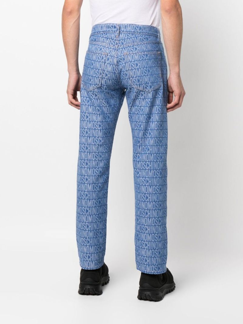 Blue All-over Logo Print Jeans