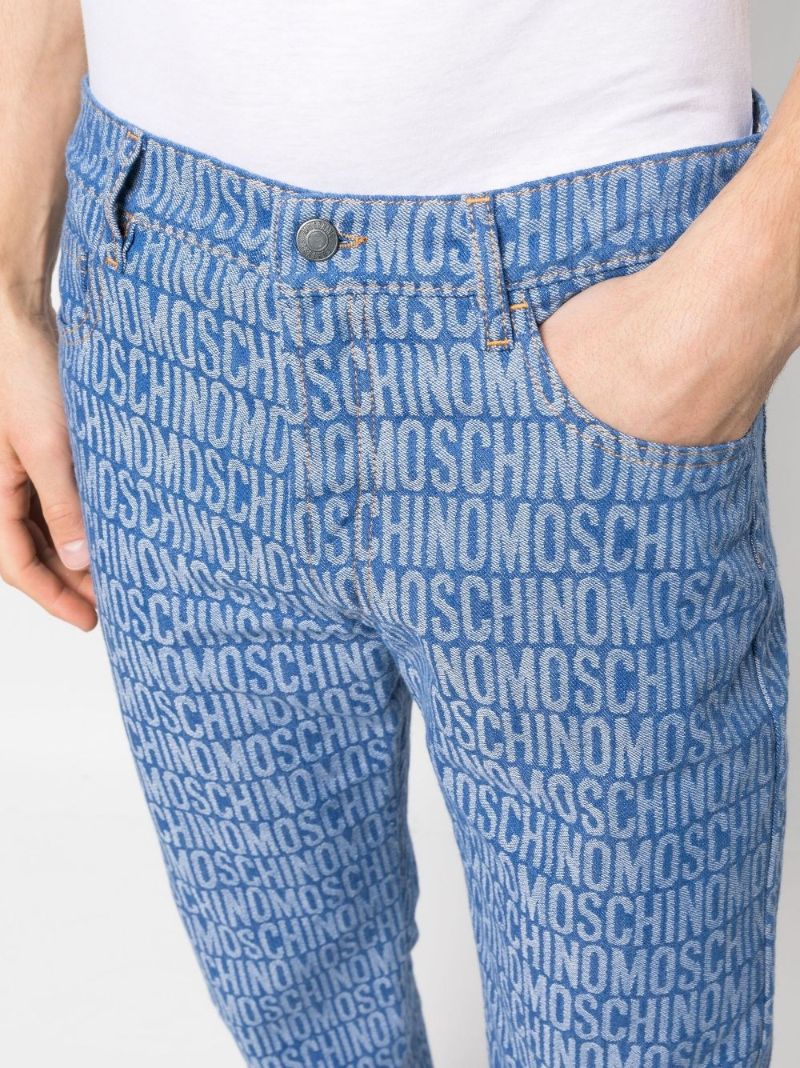 Blue All-over Logo Print Jeans