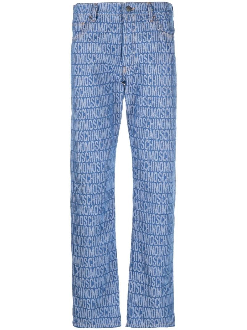 Blue All-over Logo Print Jeans