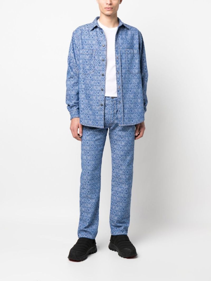 Blue All-over Logo Print Jeans