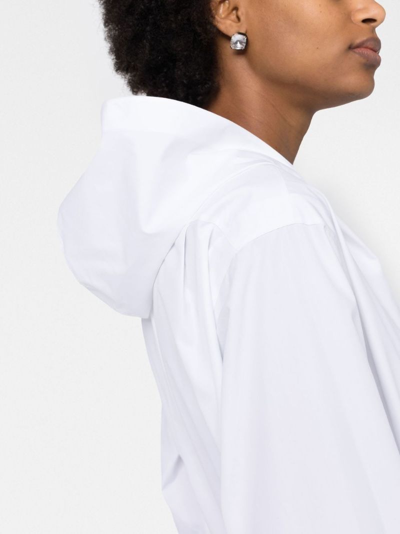 White Hooded V-neck Bodysuit